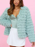 Shaggy Faux Fur Mid-Length Coat - View 11 | WEUXS