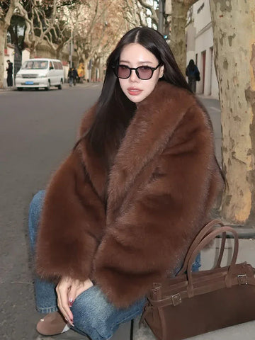 Luxe Cocoa Plush Faux Fur Jacket - WEUXS