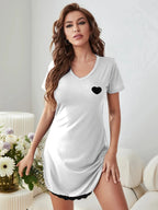 Heart Print Relaxed Fit Sleep Dress - View 11 | WEUXS
