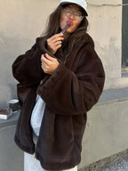 Hooded faux fur jacket - View 7 | WEUXS