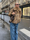Vintage Leopard Print Faux Fur Jacket - WEUXS