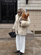Faux Fur Jacket with Tip Dye Effect - View 11 | WEUXS