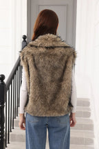 Oversized Lapel Faux Fur Vest - View 31 | WEUXS