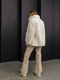 Vanilla Cream Textured Faux Rabbit Fur Coat - WEUXS