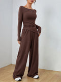 Boat Neck Wide Leg Two-Piece Set - View 23 | WEUXS