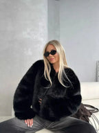 Snow Angel White Faux Fur Cropped Jacket - WEUXS