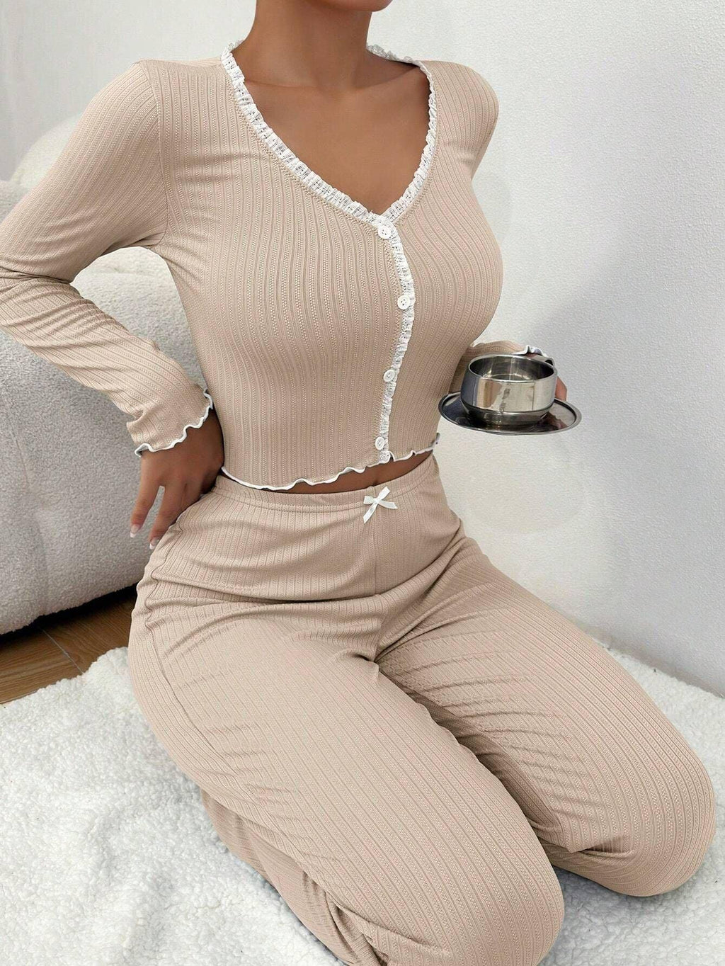 Ribbed Knit Pajama Set - View 27 | WEUXS