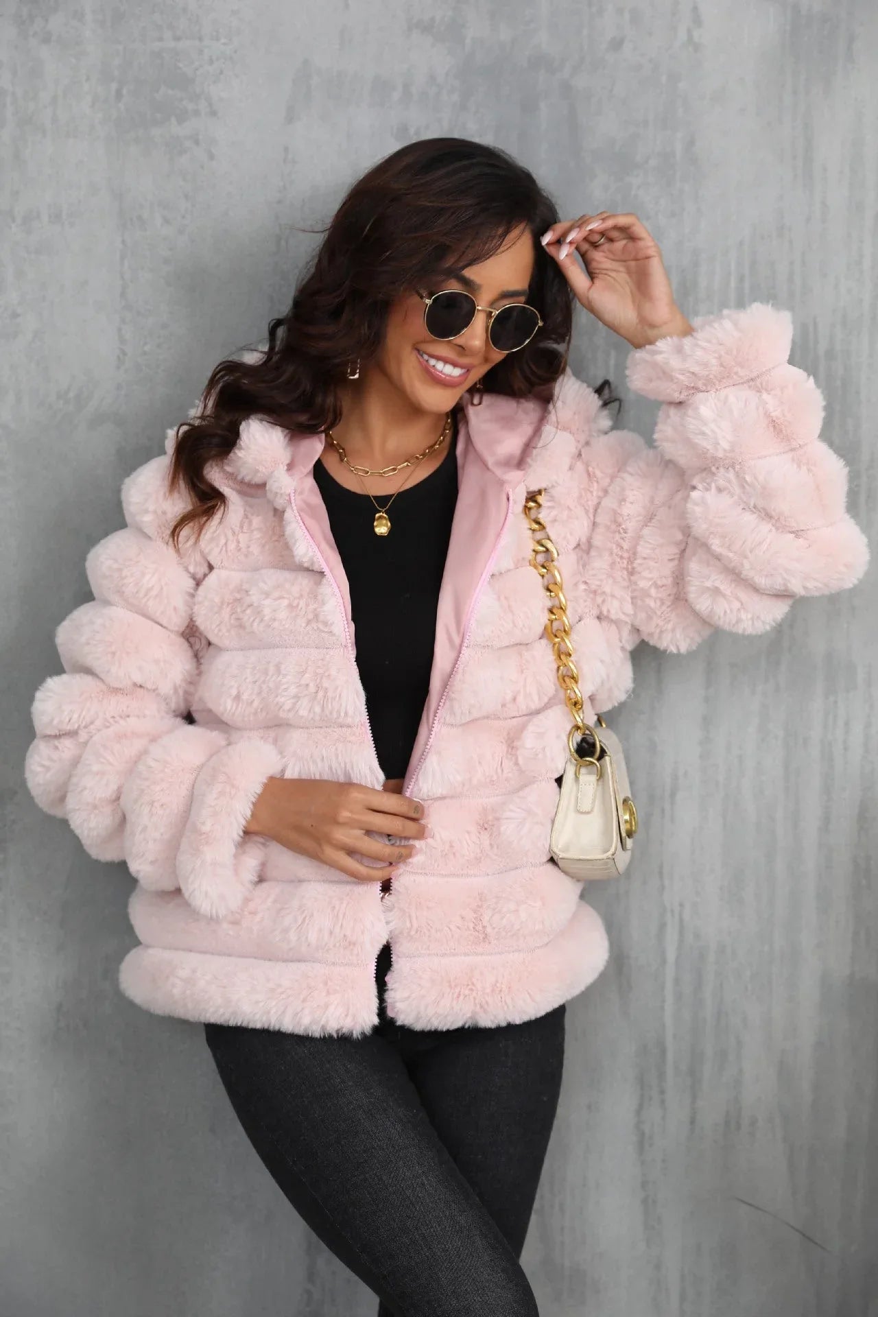 Raven Luxe Hooded Faux Fur Jacket - WEUXS