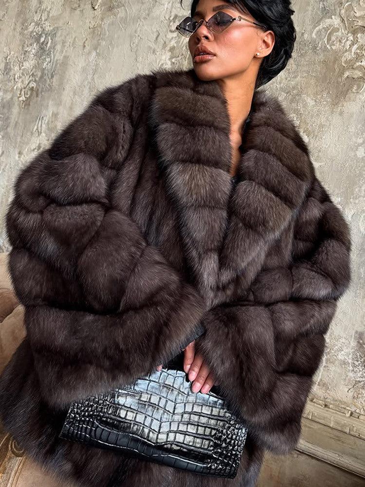 Luxe Mocha Mink-Style Faux Fur Coat - WEUXS