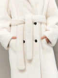 Aspen Snow Long Hooded Faux Mink Coat - WEUXS