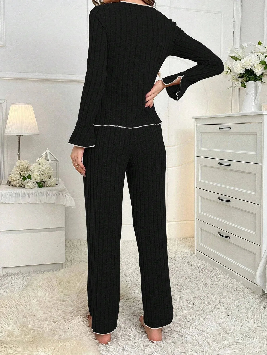 Ribbed Pajama Set - View 8 | WEUXS