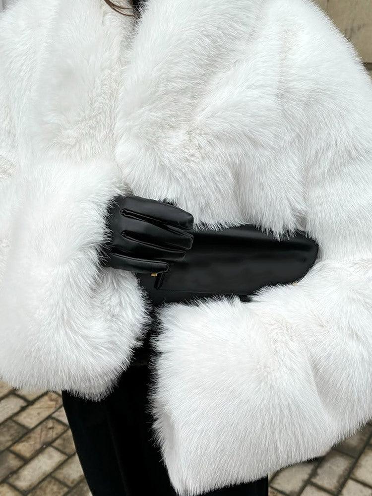 Plush Faux Fur Cropped Jacket - View 10 | WEUXS