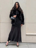 Luxurious Faux Fox Fur Mid-Length Coat - WEUXS