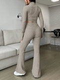 Vintage Moss Ribbed Knit Two-Piece Set - View 6 | WEUXS