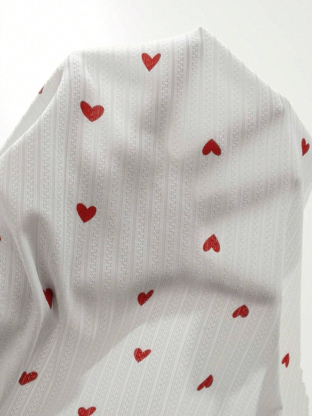 Ribbed pajama set with red heart print and decorative bows - View 7 | WEUXS