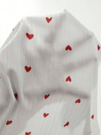 Ribbed pajama set with red heart print and decorative bows - View 7 | WEUXS