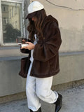 Luxe Chocolate Brown Hooded Faux Fur Jacket - WEUXS