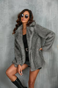 Opulent Lapel Faux Fur Coat - WEUXS