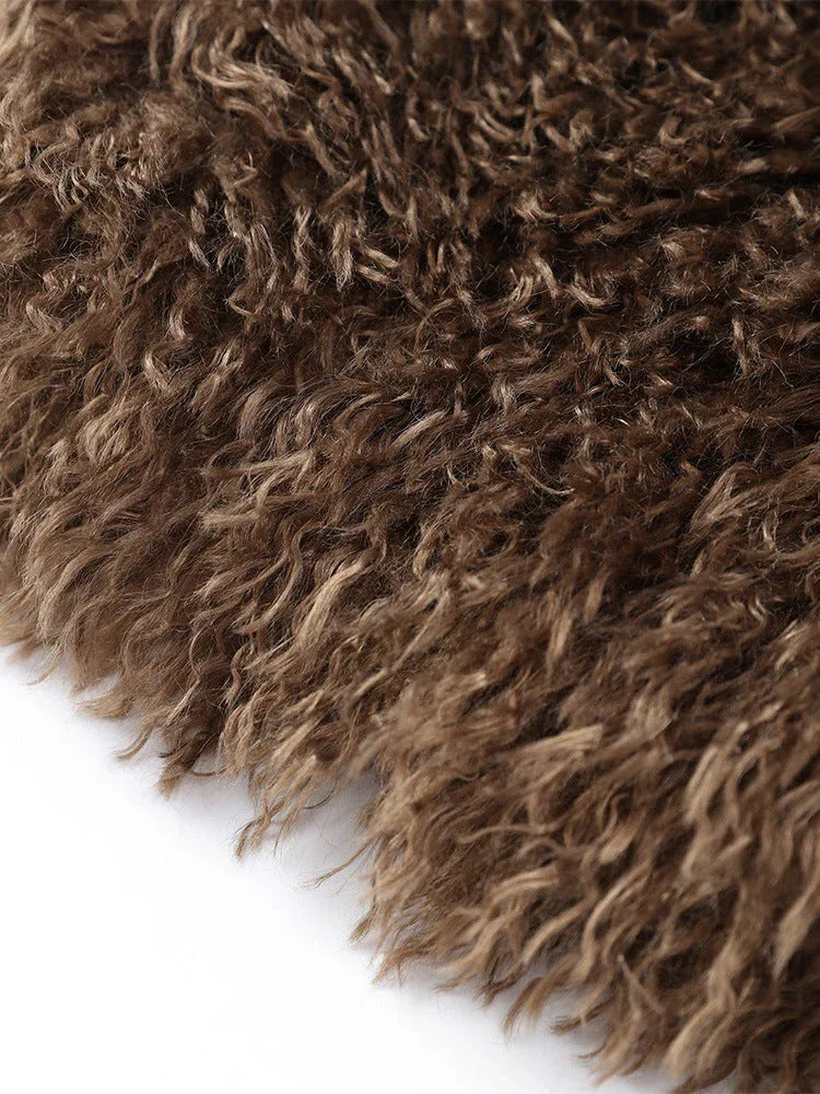 shaggy faux fur cropped jacket - View 6 | WEUXS