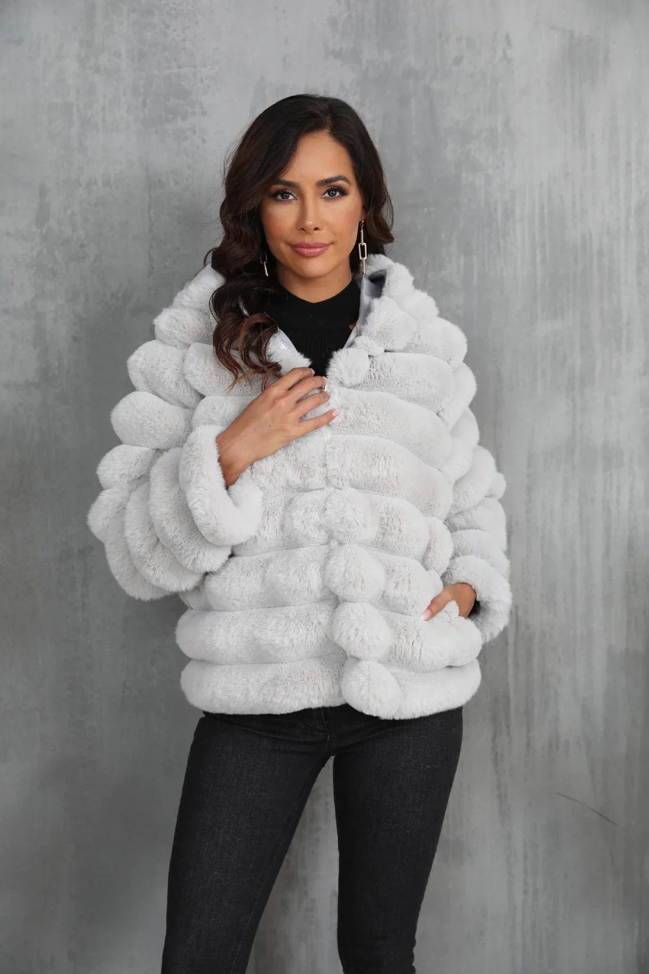 Raven Luxe Hooded Faux Fur Jacket - WEUXS