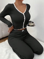 Ribbed Knit Pajama Set - View 28 | WEUXS