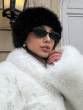 Plush Faux Fur Cropped Jacket - View 8 | WEUXS