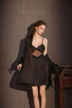 Scarlett Vintage Satin & Lace 2-Piece Robe Set - WEUXS