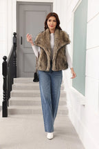 Oversized Lapel Faux Fur Vest - View 33 | WEUXS