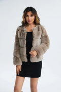 Blush Pink Faux Fox Fur Paneled Jacket - WEUXS