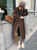 Vintage Chocolate Sheared Faux Mink Maxi Coat - WEUXS