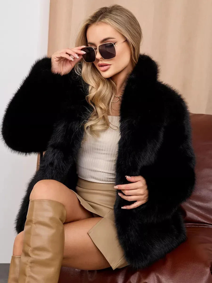 Champagne Cloud Faux Fox Fur Jacket - WEUXS