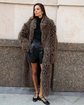 Elegant Pure Color Faux Fur Long Coat - WEUXS