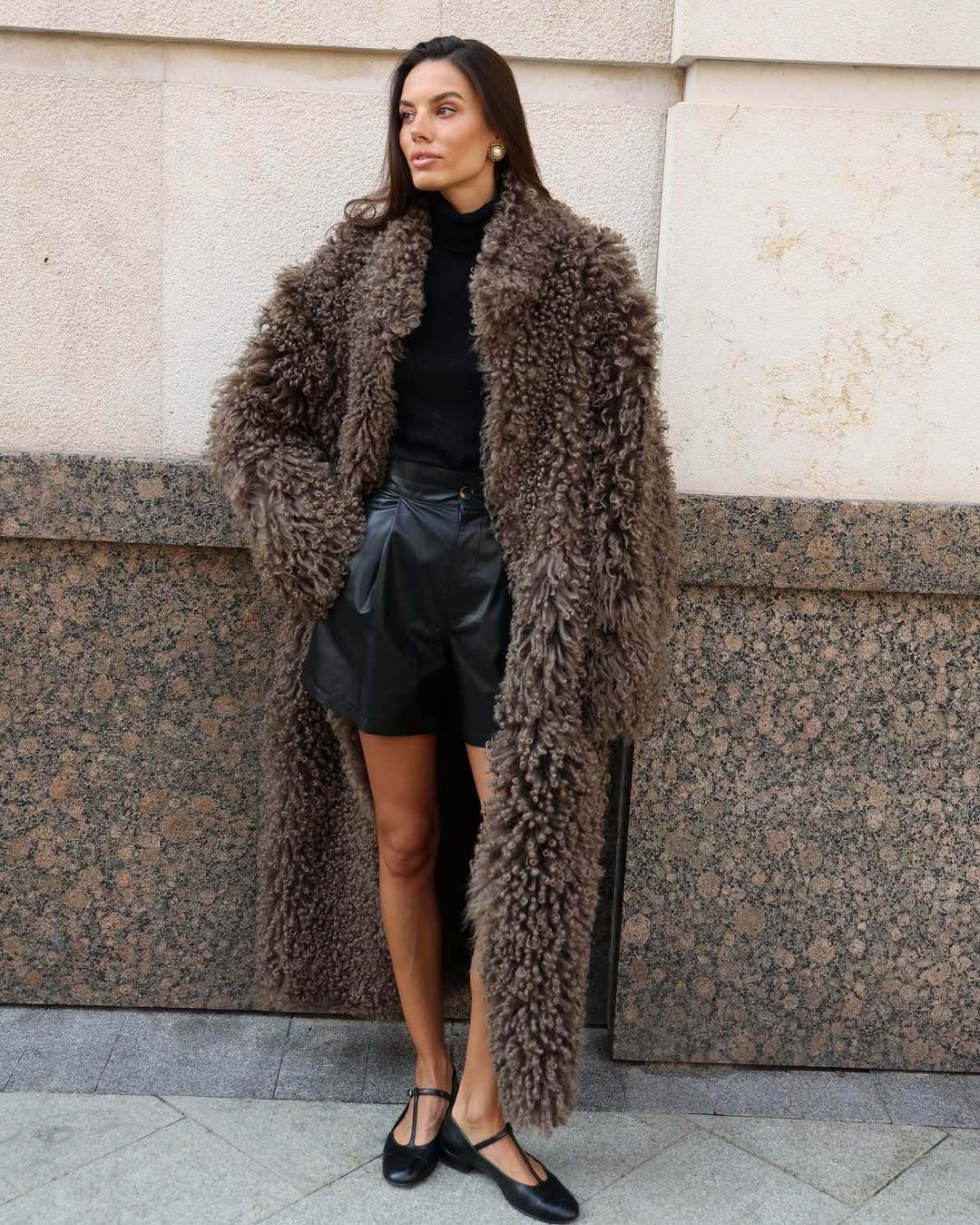 Elegant Pure Color Faux Fur Long Coat - WEUXS