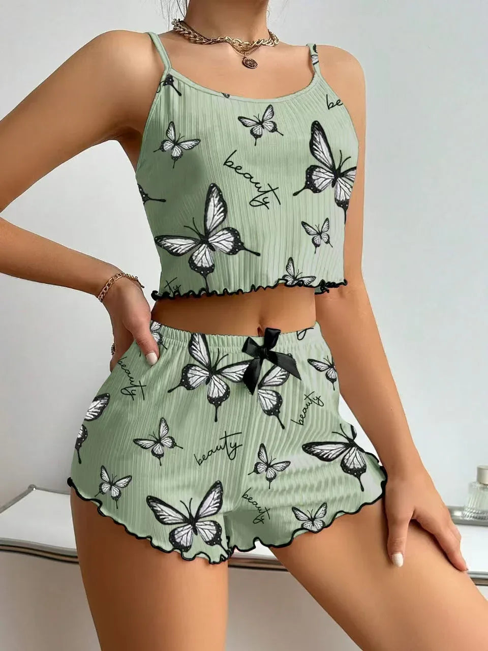 Ribbed Cami & Shorts Set - View 29 | WEUXS