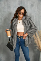 Women's Hooded Faux Fur Jacket - View 7 | WEUXS