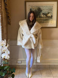Hooded Faux Fur Wrap Coat - View 6 | WEUXS