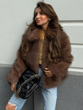 Chic Cocoa Soft Faux Fur Lapel Jacket - WEUXS