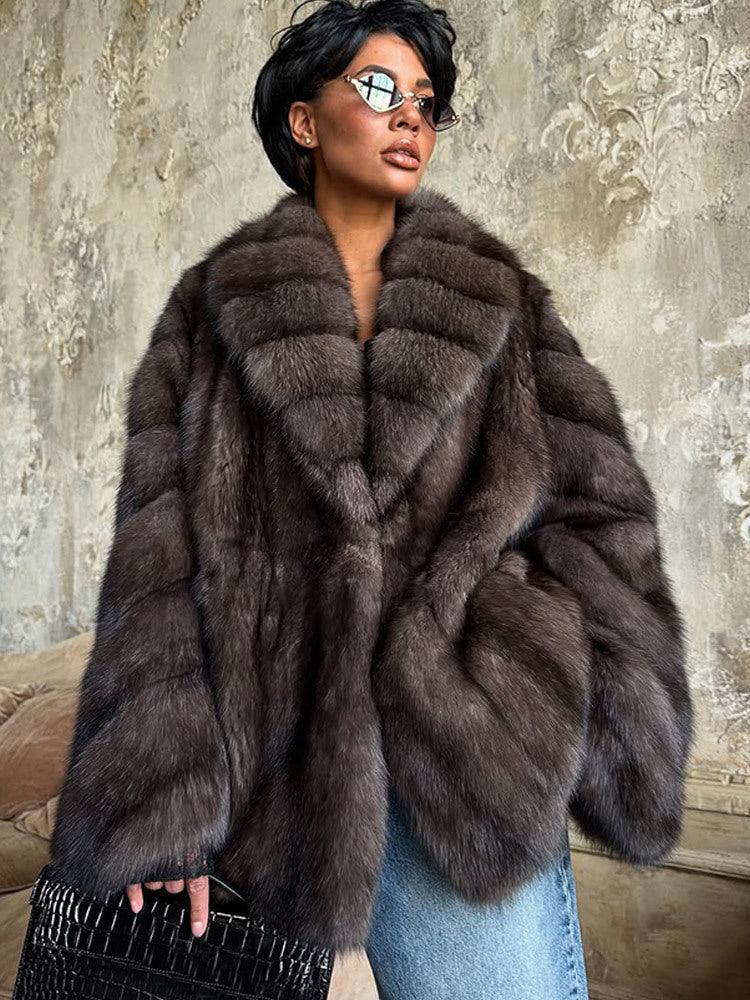 Luxe Mocha Mink-Style Faux Fur Coat - WEUXS