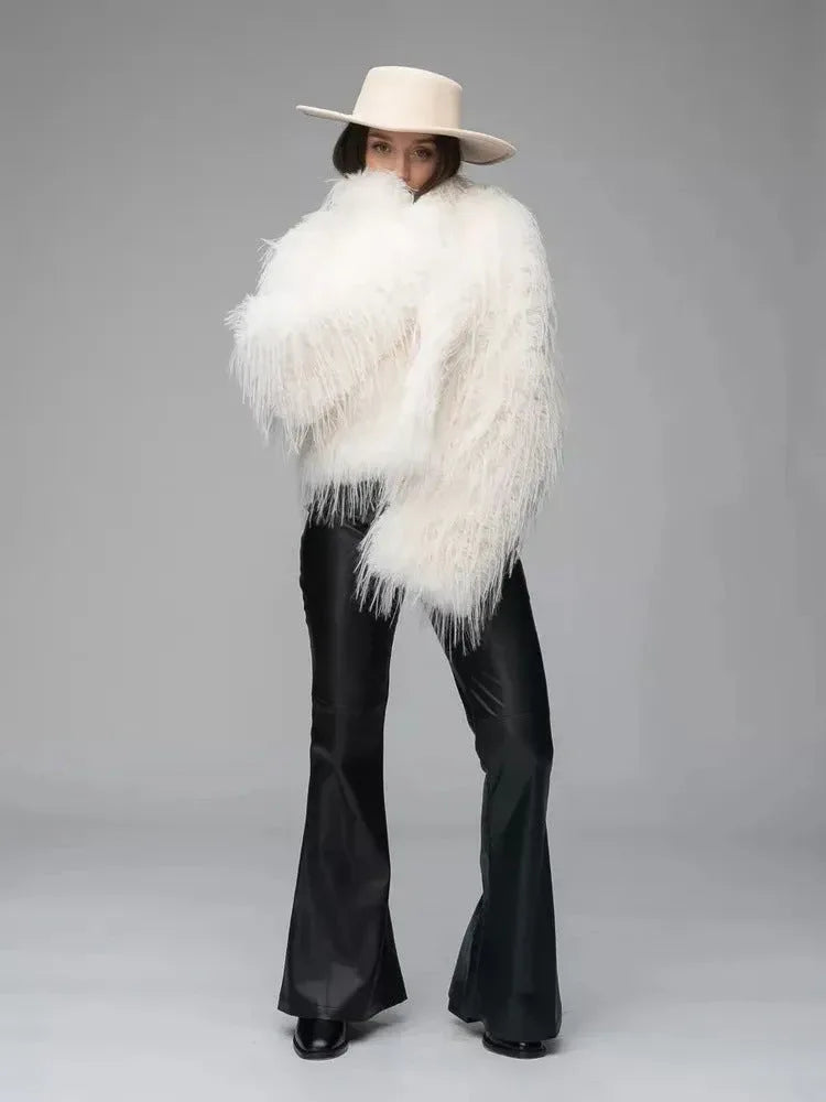 Shaggy Faux Fur Cropped Jacket - View 11 | WEUXS