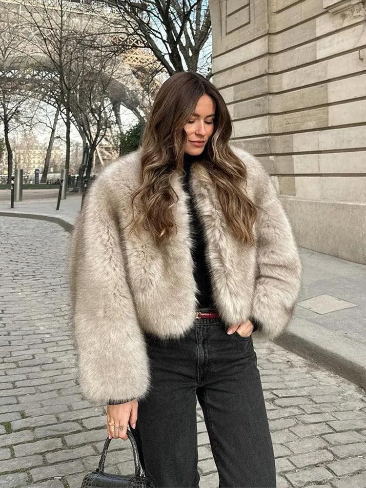 Oversized shaggy faux fur hooded jacket - View 6 | WEUXS