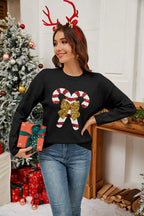 Sequined Candy Cane Sweater - View 8 | WEUXS