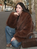 Luxe Cocoa Plush Faux Fur Jacket - WEUXS