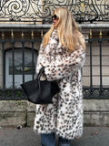 Vintage Leopard Print Long Faux Fur Coat - View 6 | WEUXS
