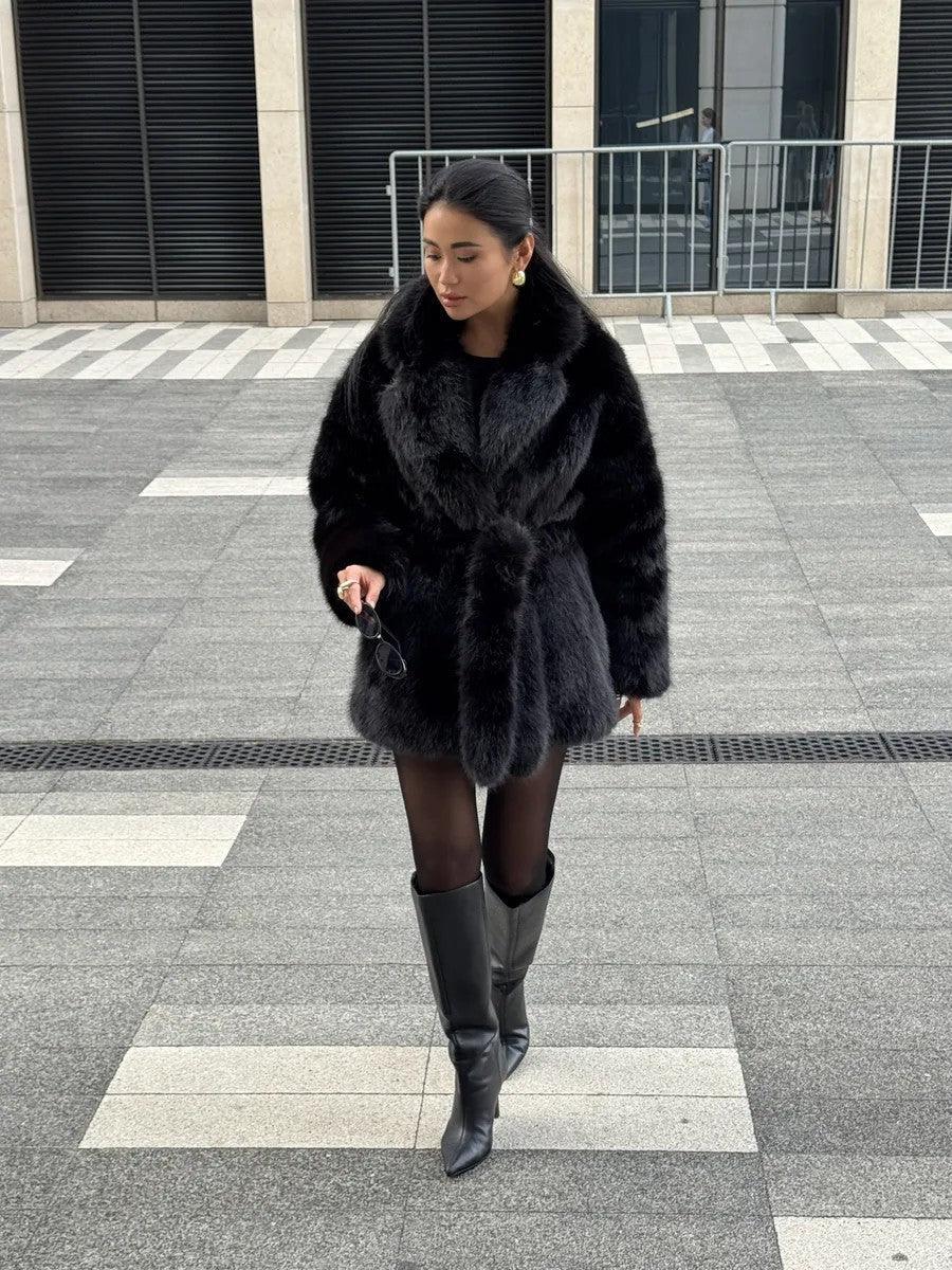 Vail Après-Ski Mid-Length Faux Fox Fur Coat - WEUXS