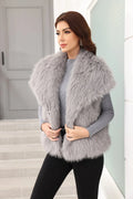 Luxe Oversized Lapel Faux Fur Vest - WEUXS