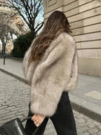 Oversized shaggy faux fur hooded jacket - View 8 | WEUXS