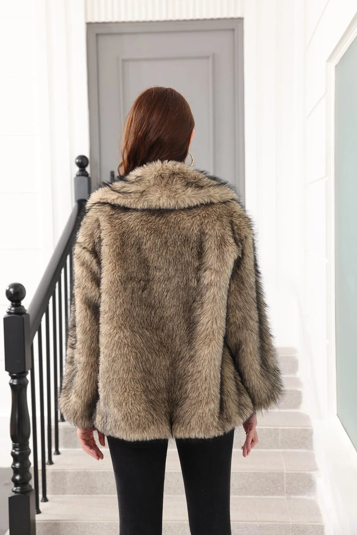 Luxe Grey Belted Faux Fur Coat - WEUXS