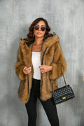 Alpine Glow Hooded Faux Fur Jacket - WEUXS