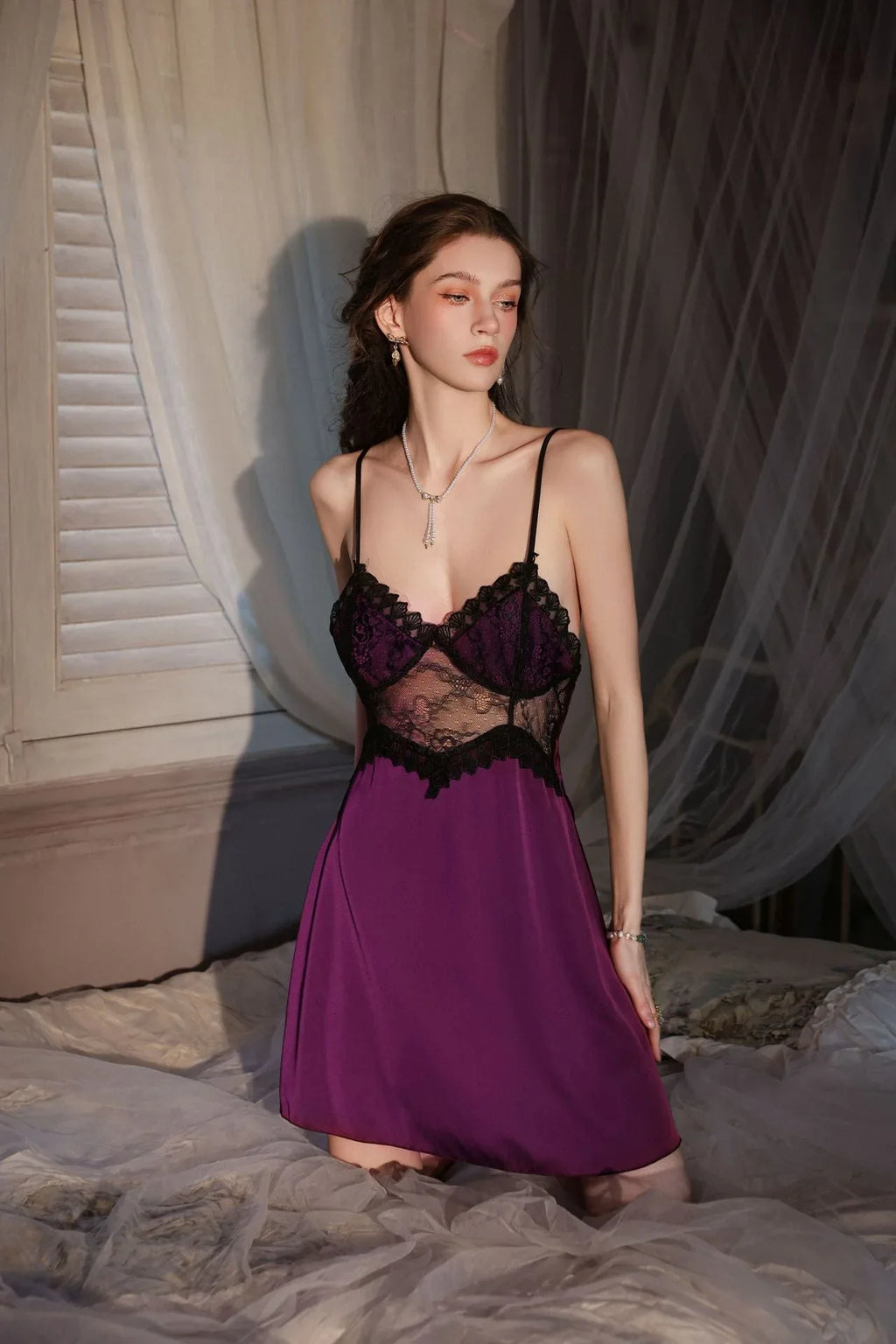 Scarlett Vintage Satin & Lace 2-Piece Robe Set - WEUXS