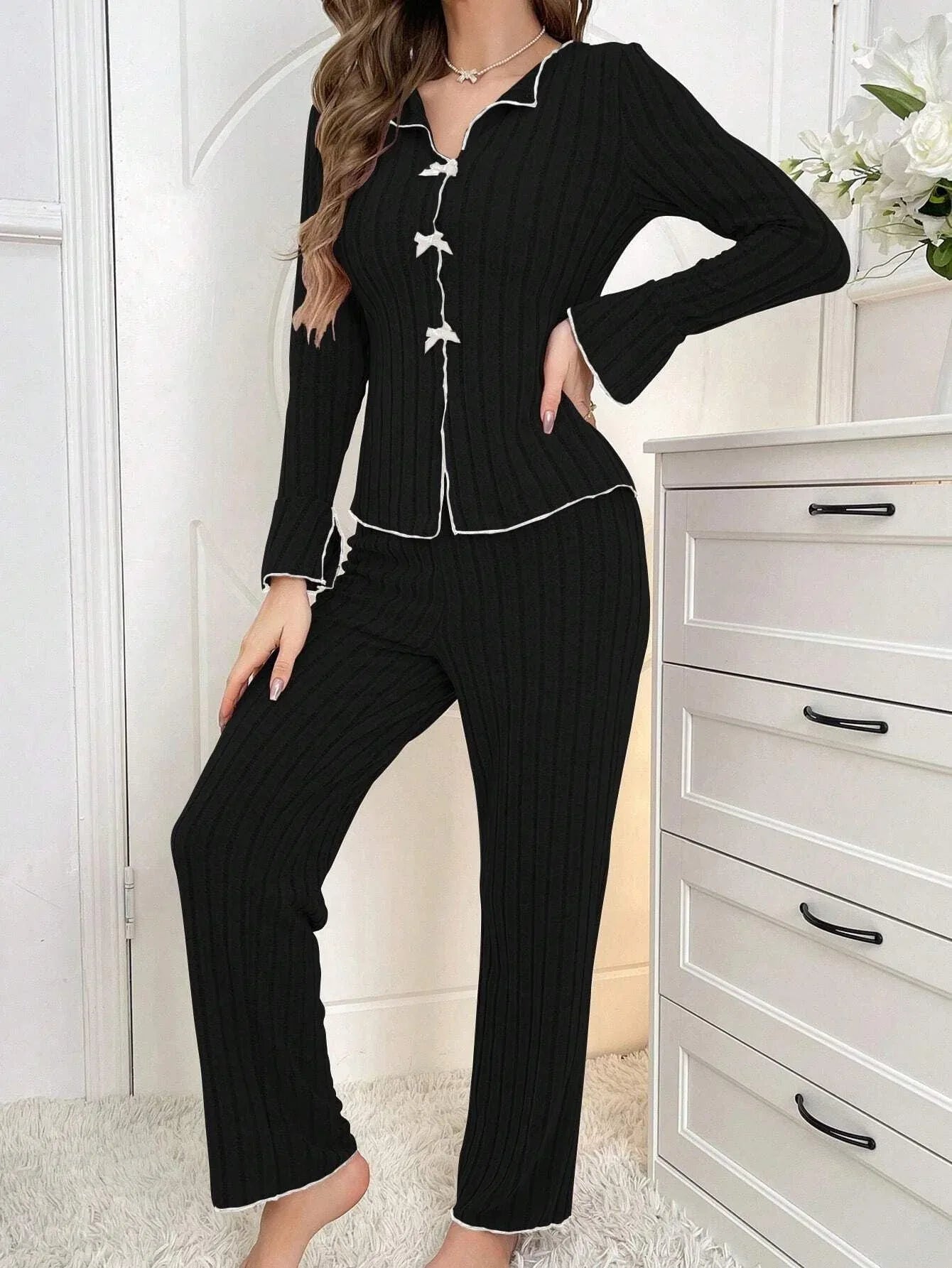 Ribbed Pajama Set - View 11 | WEUXS